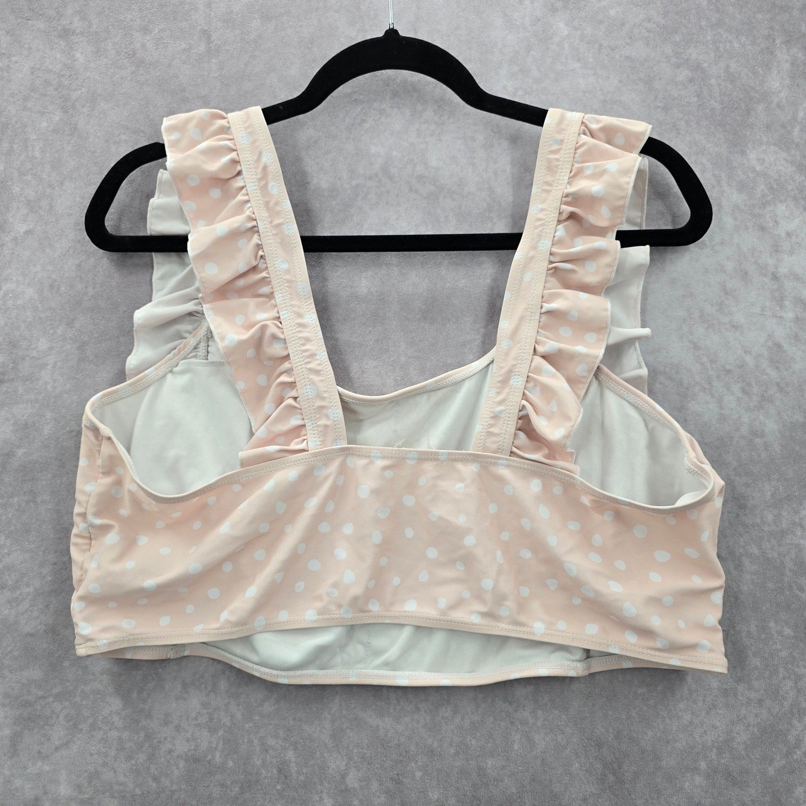 Pink Polka Dot Ruffle Bikini Boho Retro Pullover Top Swimwear Plus 3XL