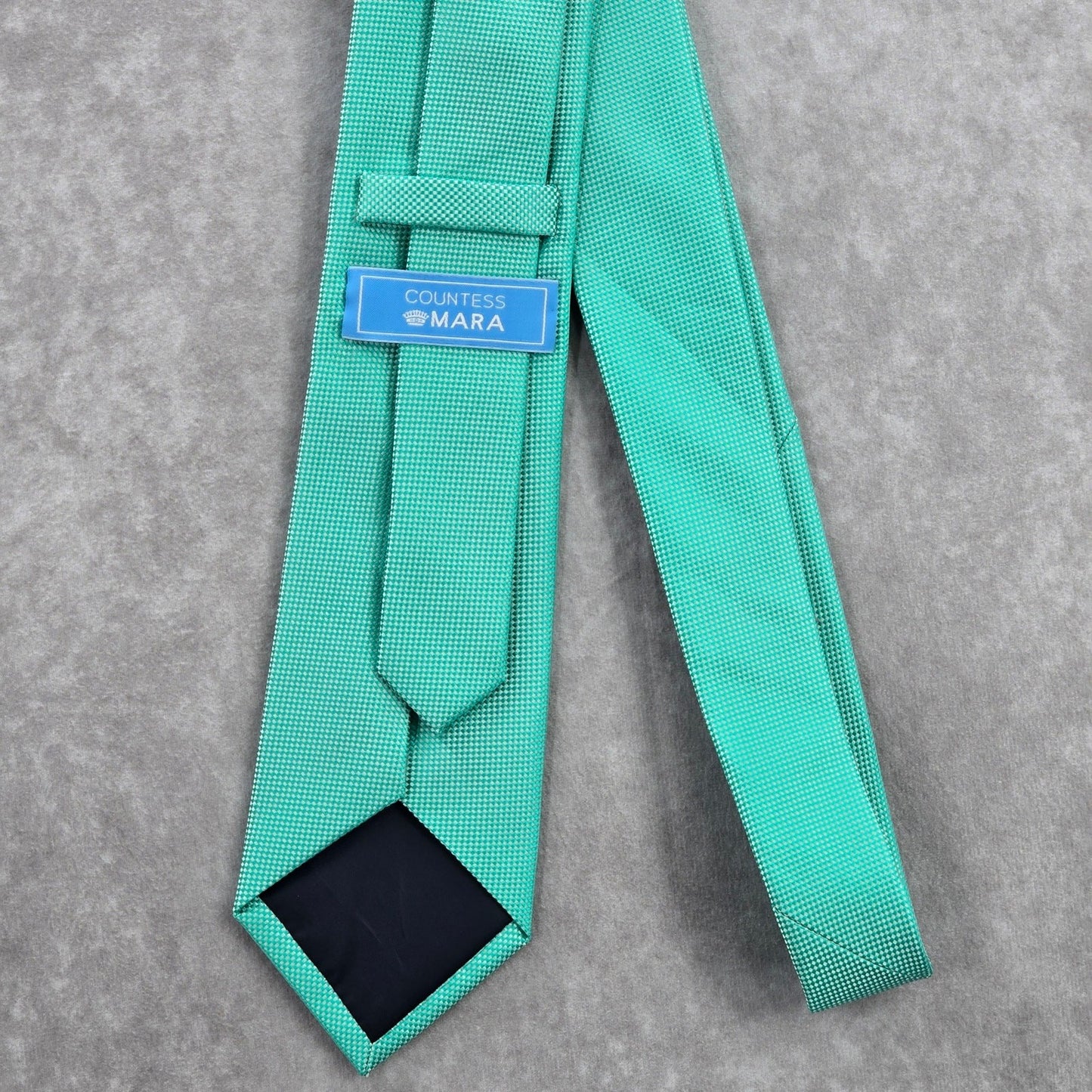 Countess Mara Green Silver Checker Weave Stripe Geometric Mens Neck Tie NWOT