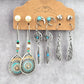 Silver Feather Moon Boho Hoop Dangle Stud Earrings Retro Fashion Jewelry JB2-66