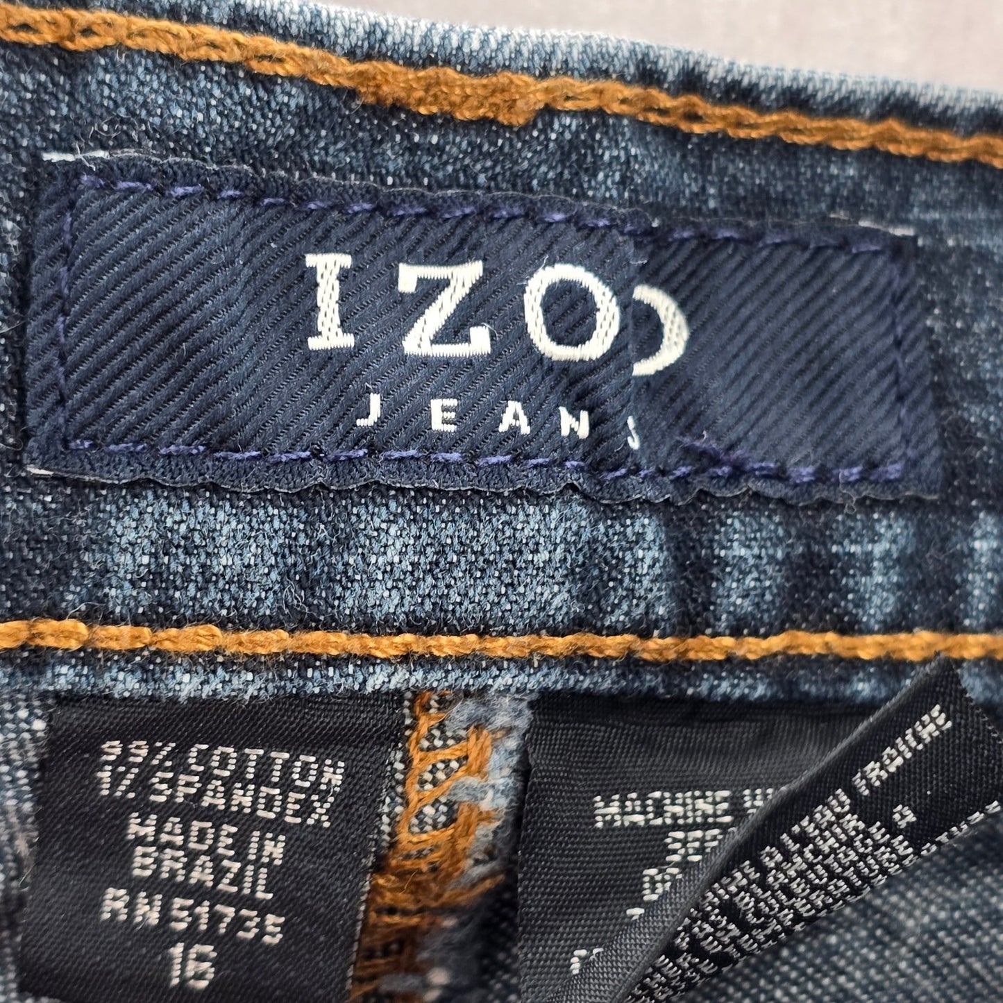 IZOD Blue Cotton Denim Jeans Straight Leg Classic Fit Western Pants Plus 16