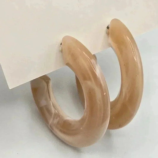 Brown Half Hoop Circle Boho Retro Fashion Jewelry Earrings E07