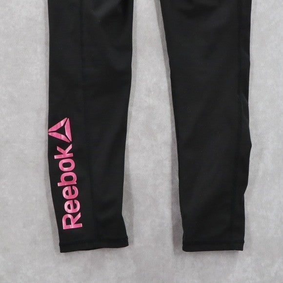 Reebok Black Leggings Sports Crop Ankle Athletic Sports Active Pants L Large