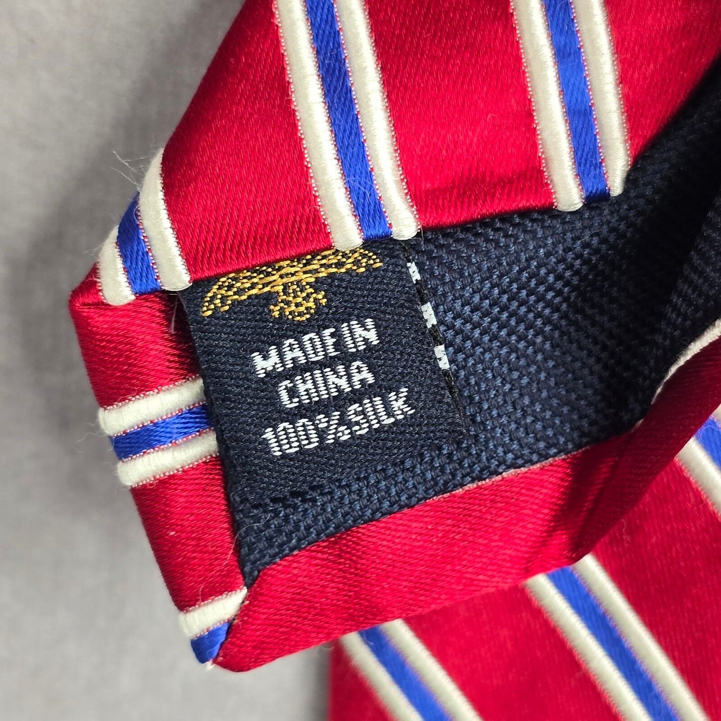Eagle Red Blue White Stripe Repp Executive Christmas 100% Silk Men's Neck Tie