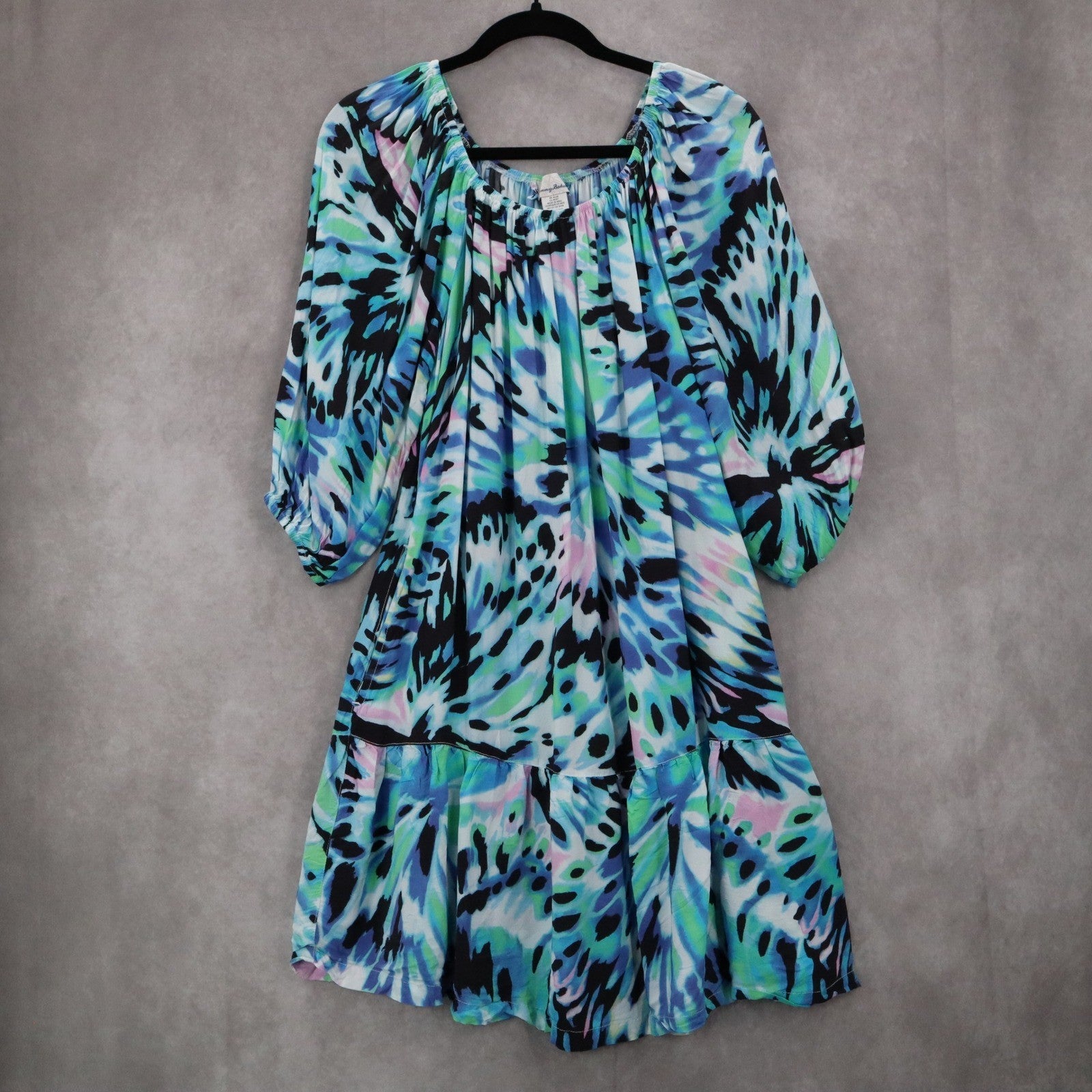 Tommy Bahama Blue Short Fit Flare Preppy Cocktail Business Colorful Dress Small