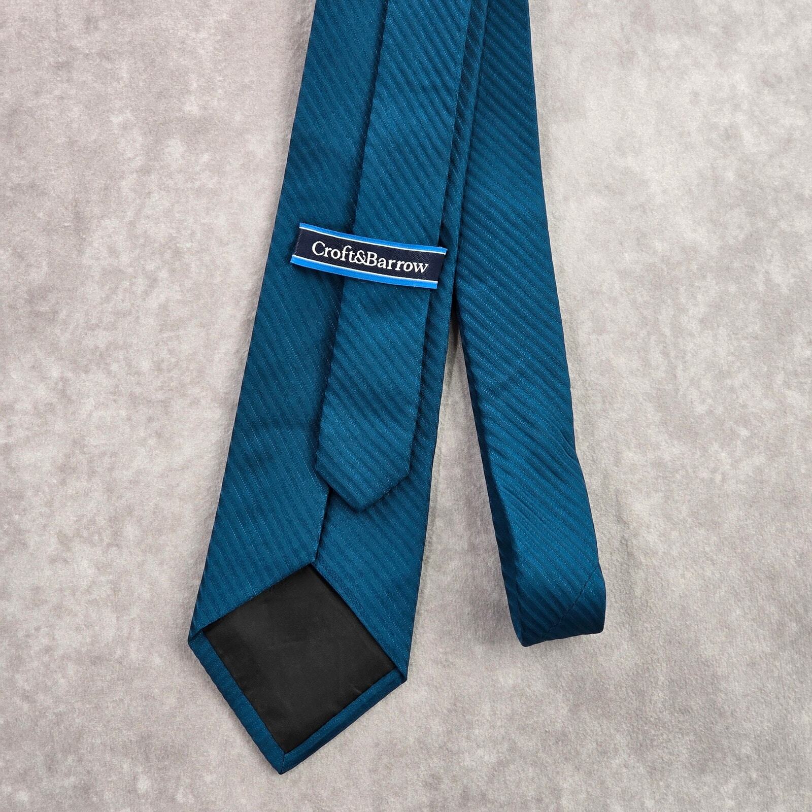 Croft & Barrow Blue Stripe Geometric Executive 100% Silk Repp Neck Tie Men's