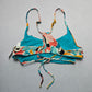 B Swim Blue Pull On Floral Swim Sports Bra Beach Bralette Bikini Top L Large