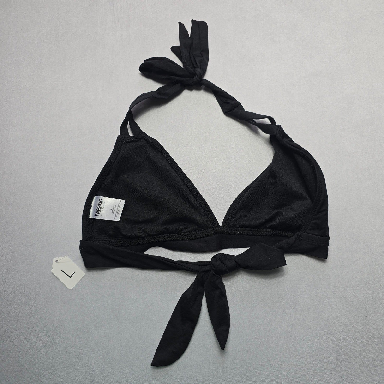 Mossimo Black Halter Tie Swim Sports Bra Beach Bralette Bikini Top L Large