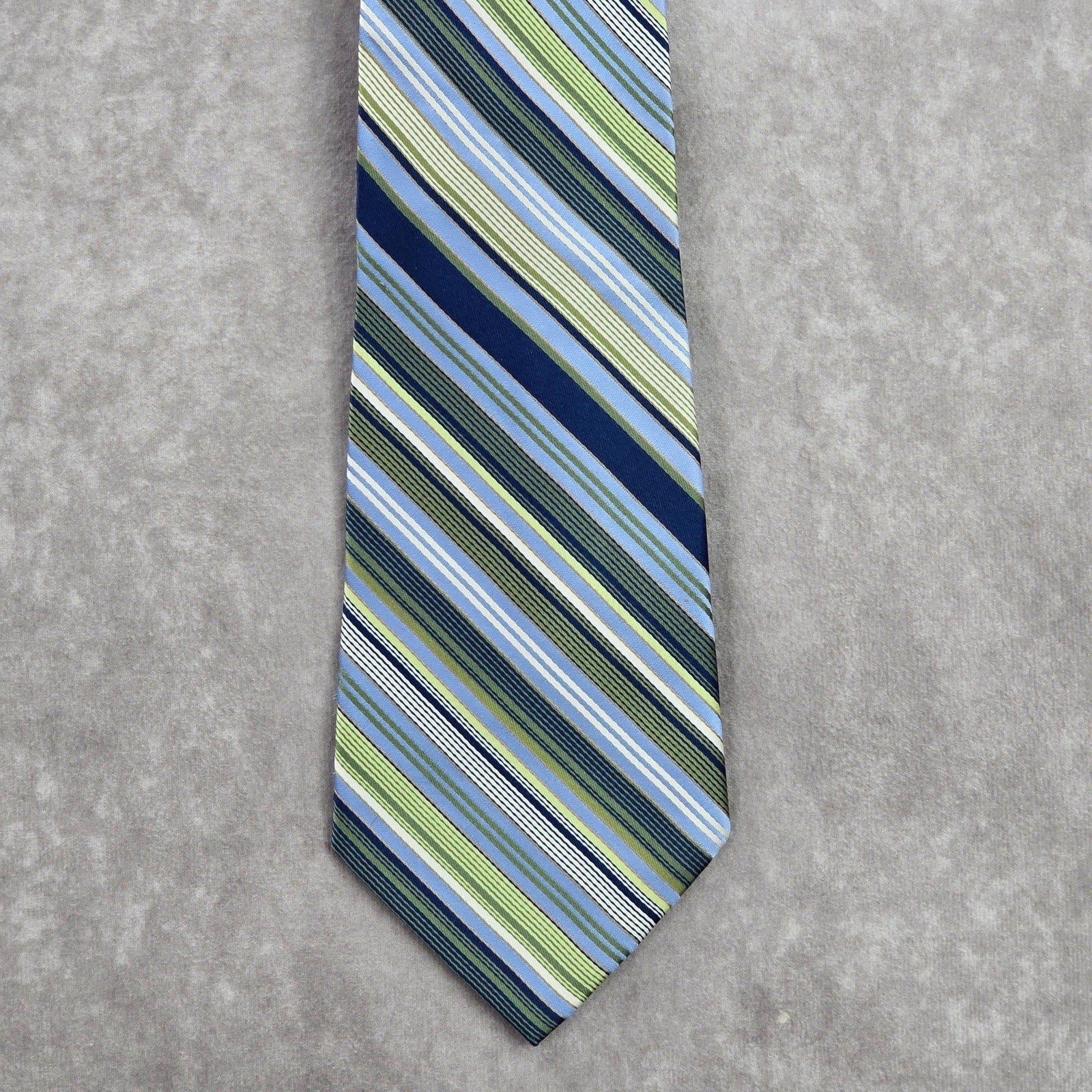 Stafford Blue Green Stripe Repp Geometric Executive Silk Neck Tie Men's