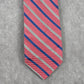 Stafford Red Blue Silver Stripe Repp Geometric 100% Silk Mens Neck Tie Executive