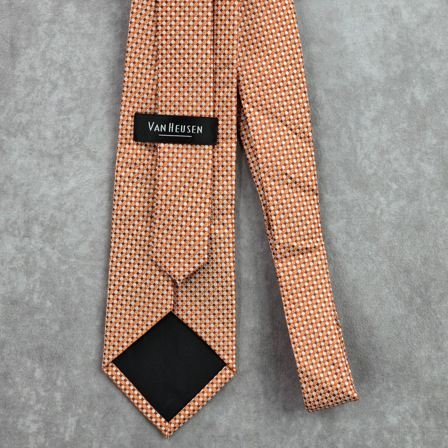 Van Heusen Orange Silver Geometric Checker Executive 100% Polyester Neck Tie