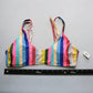 No Boundaries Stripe Pink Swim Sports Bra Bralette Bikini Top L Large