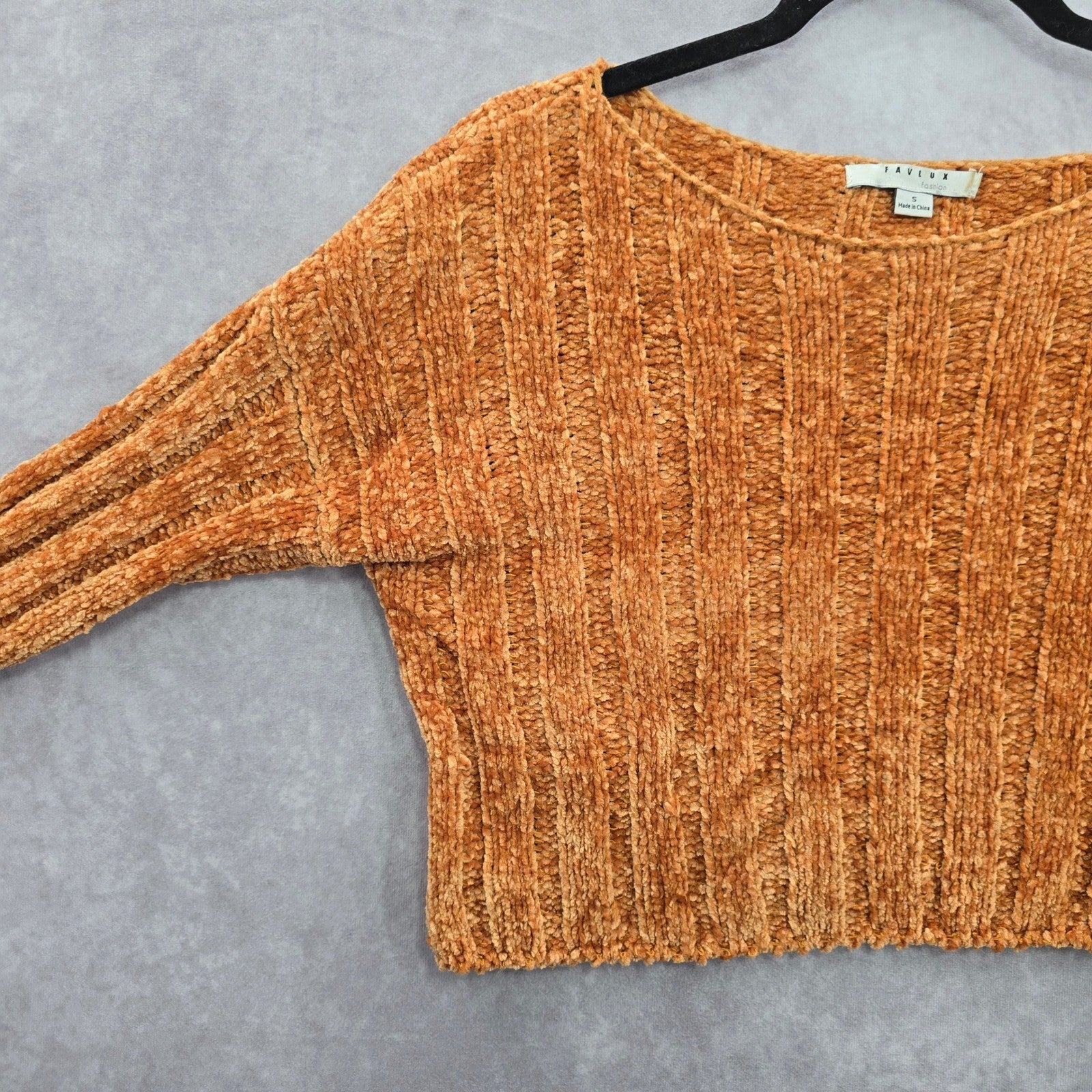 Favlux Yellow Crop Chenille Ribbed Sleeve Y2K VTG Academia Cozy Sweater Small