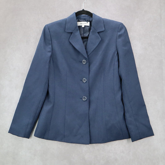 Suit Studio Blue Business Herringbone Formal Notch Suit Coat Jacket Blazer 6