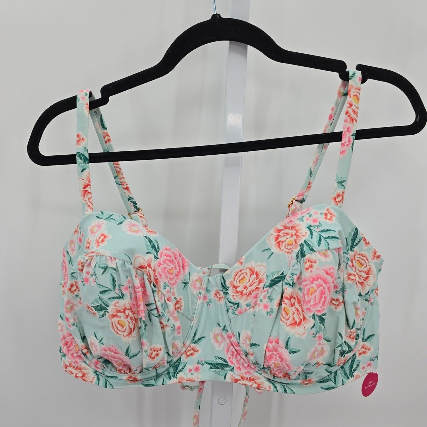 Xhilaration Blue Floral Padded Underwire Adjustable Strap Bikini Bra Size 22W