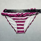 Purple Stripe Ruffle Swim Beach Cheeky Flirty Boho Bikini Bottom S Small