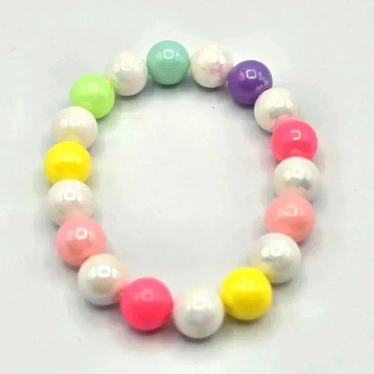 Pink Yellow Bead Stretch Elastic Fashion Boho Retro Indie Jewelry Bracelet B20