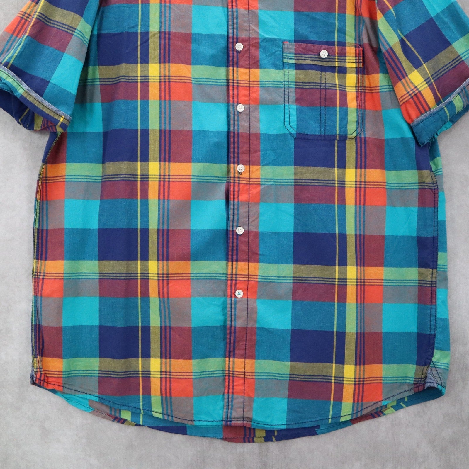 Club Room Plaid Multi Color Button Down Pocket Casual Cotton Shirt Extra Large