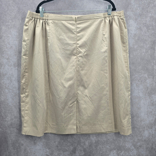 Tan Silver Stripe Knee Length Pencil Zip Slit Stretch Skirt Plus Size 24W