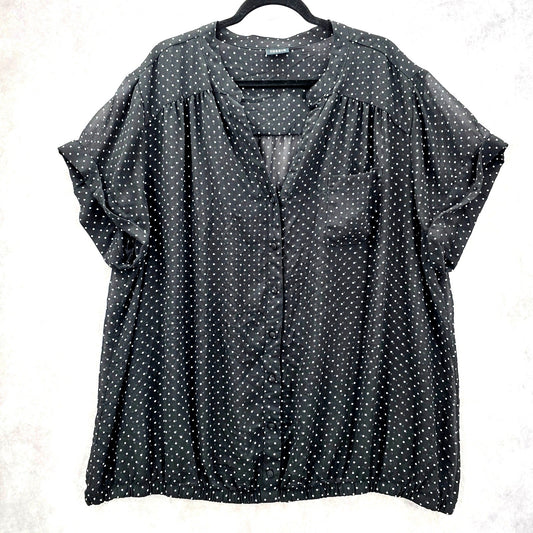 Torrid Black Sheer Polka Dot Retro Cottage Blouse Shirt Top Plus Size 3XL