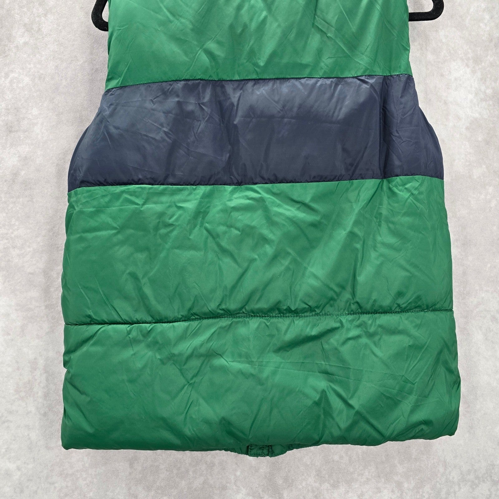 Old Navy Green Blue Stripe Zip Sleeveless Puffer Fleece Boys Vest XL 14/16