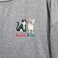 Gray Christmas Dog Cat Holiday Festival Relaxed Naughty Nice Print Top Medium