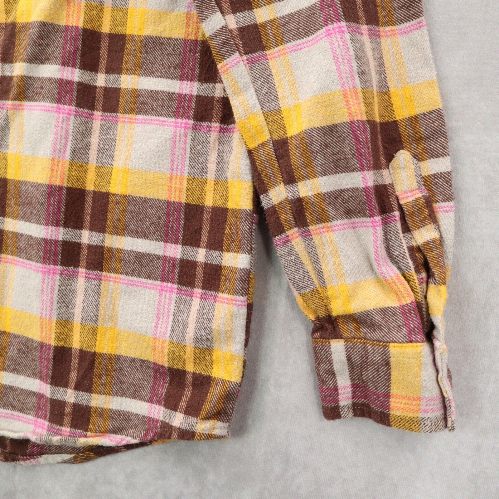 Wild Fable Yellow Flannel Plaid Long Sleeve Button Down Western Utility Shirt XS