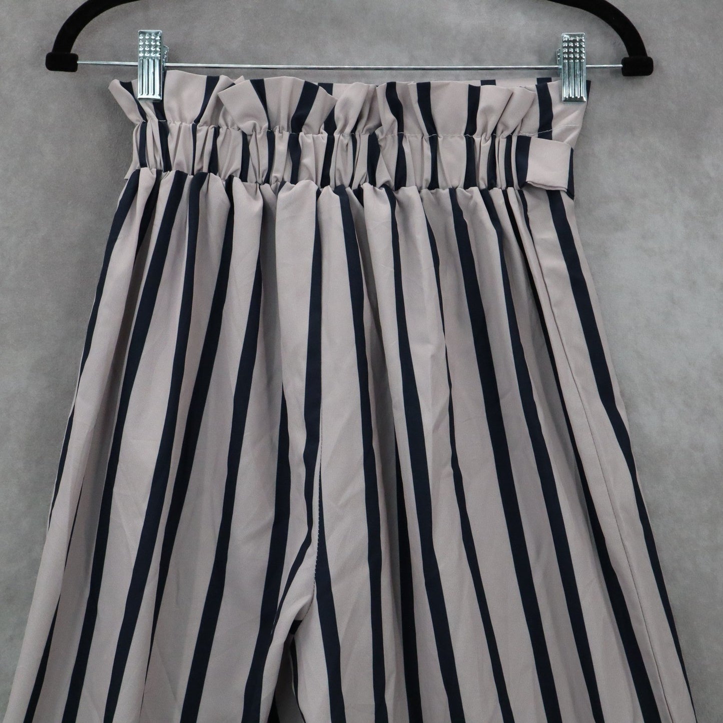 Blue Stripe Belted Wide Leg Boho Pull On Straight Leg Trousers Pant S Small