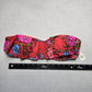 No Boundaries Pink Floral Ruffle Bandeau Swim Sports Bra Bikini Top L Large