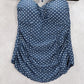 Merona Navy Blue Polka Dot Padded Halter Tie Swim Beach Tankini Top S Small