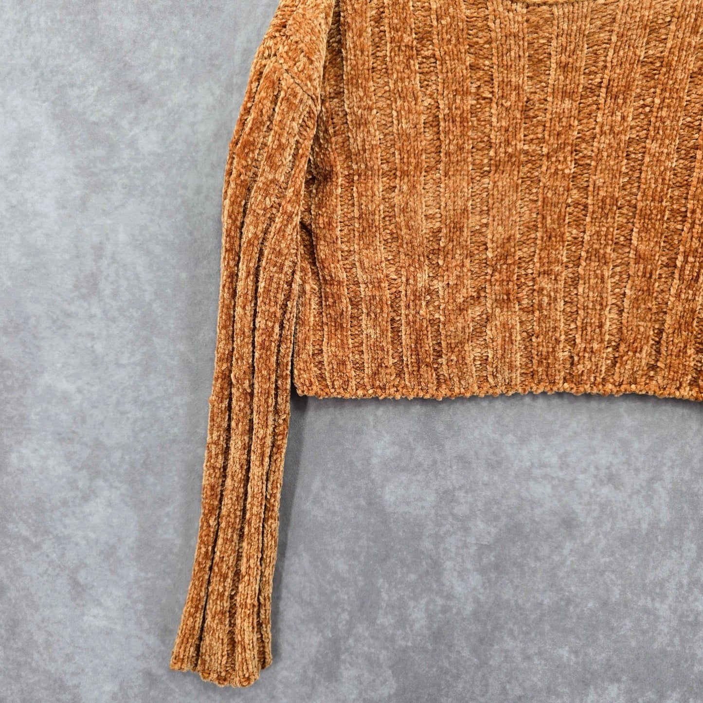 Favlux Yellow Crop Chenille Ribbed Sleeve Y2K VTG Academia Cozy Sweater Small