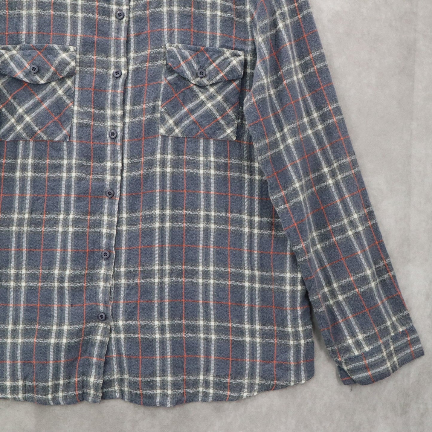 Entro Gray Plaid Flannel Button Down Western Cotton Tartan Extra Large XL