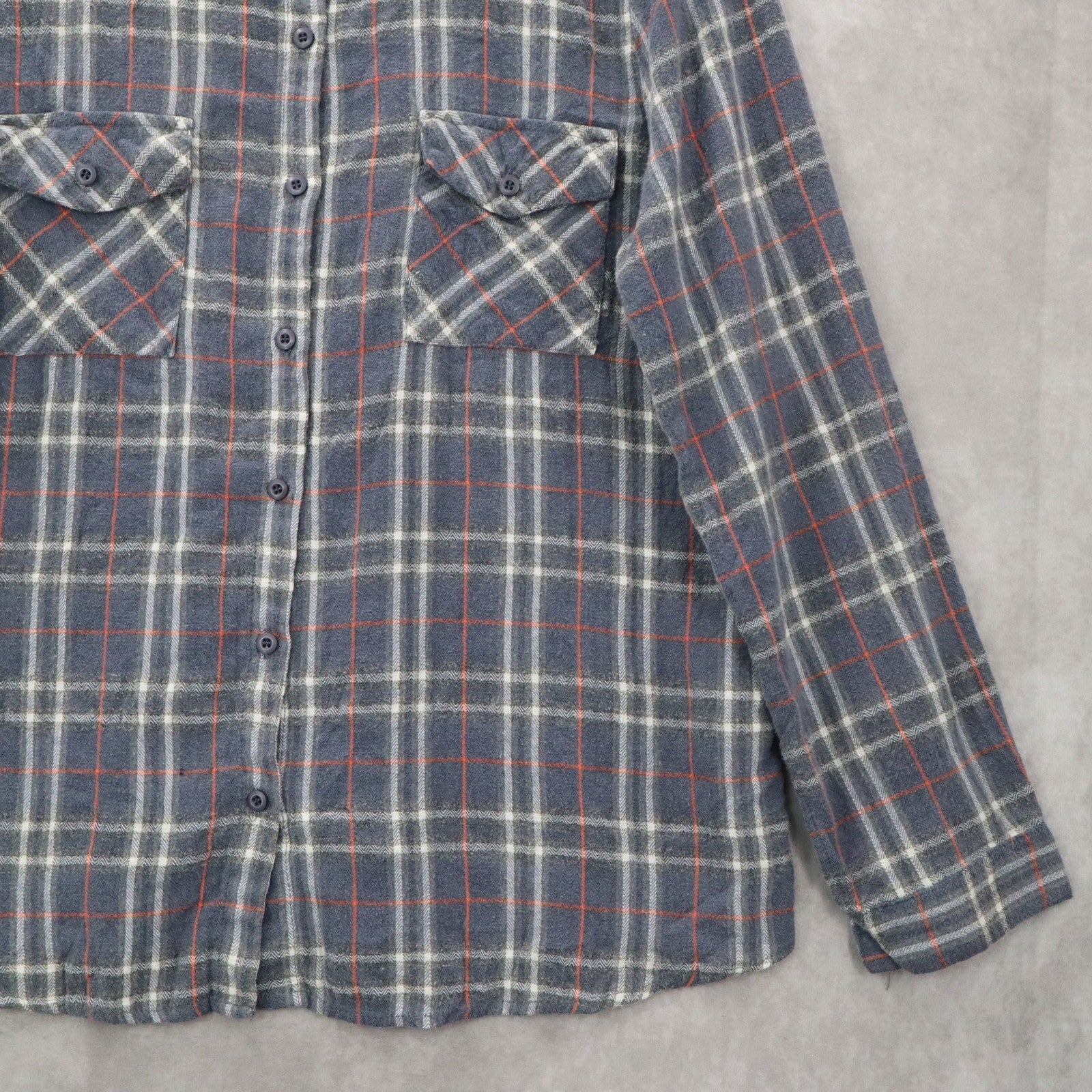 Entro Gray Plaid Flannel Button Down Western Cotton Tartan Extra Large XL
