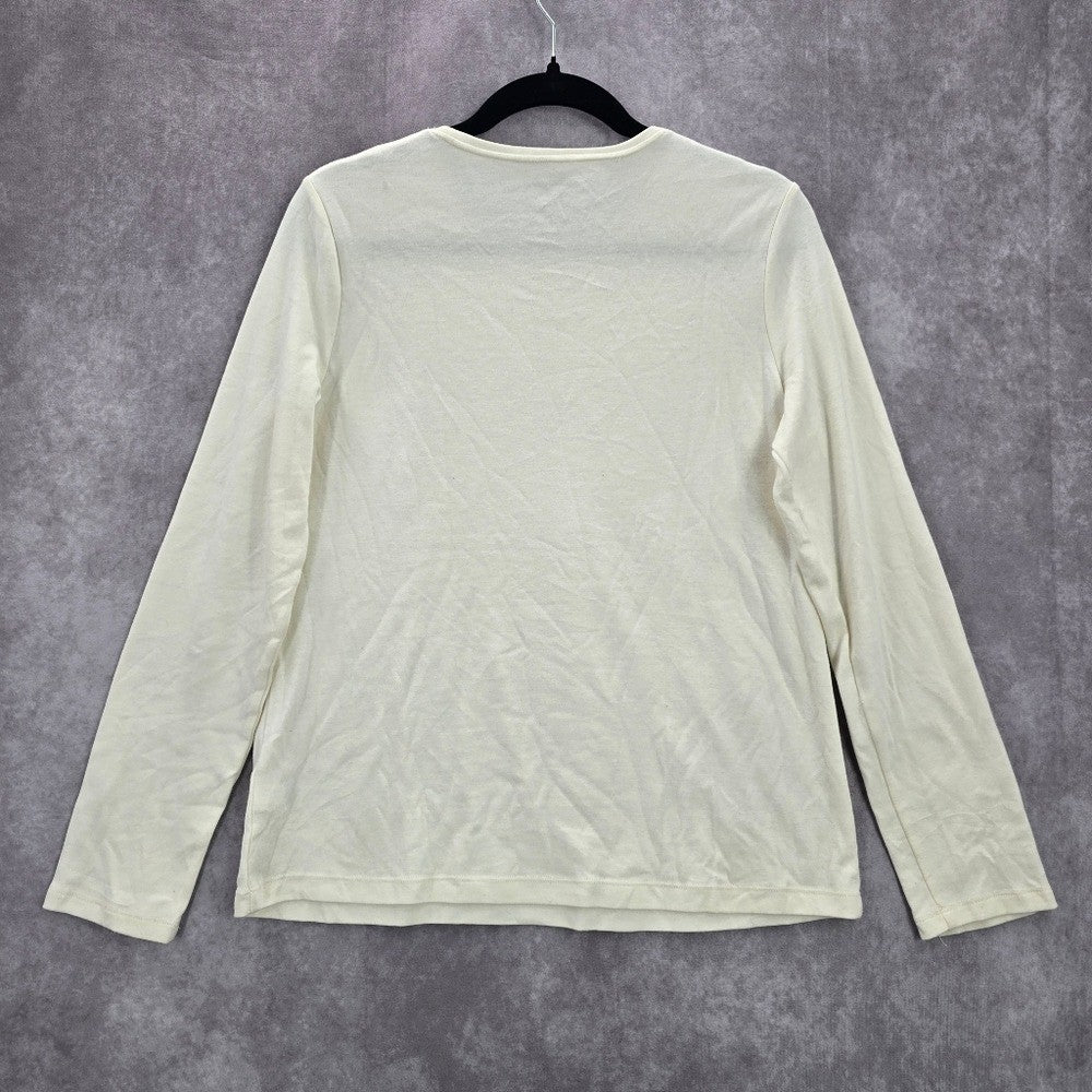 Croft & Barrow White Peace Christmas Tree Holiday Festive Top Medium