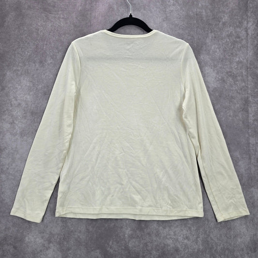 Croft & Barrow White Peace Christmas Tree Holiday Festive Top Medium