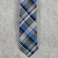 Bespoke Blue Gray White Plaid Tartan Stripe Geometric Executive Neck Tie Men's