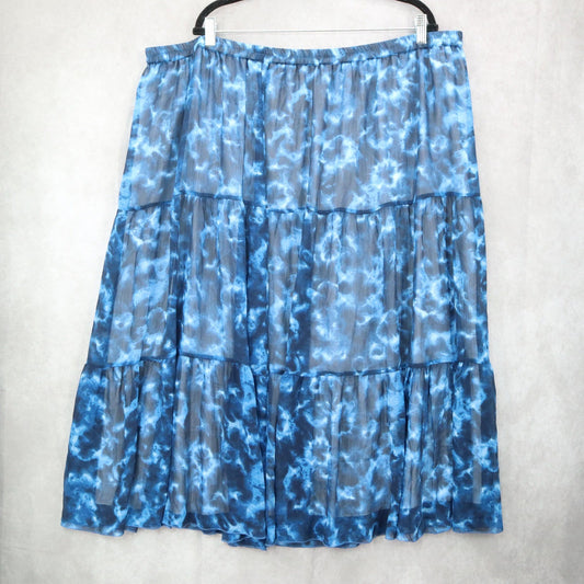 Linea by Louis Dell'Olio Blue Flare Chic Boho Business Casual Romantic Skirt 3X