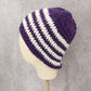 Purple Chevron Multi Color Crochet Cable Knit Y2K Vintage Cottage Beanie Cap Hat