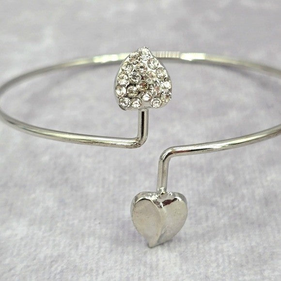 Silver Slim Heart Leaf Circle Cuff Bracelet Boho Retro Fashion Jewelry JB2-73