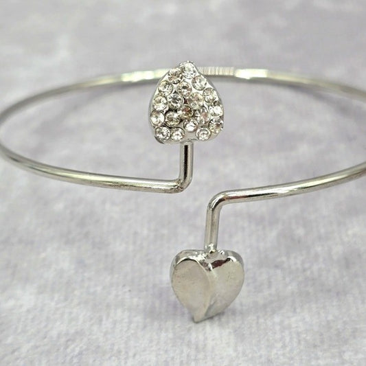 Silver Slim Heart Leaf Circle Cuff Bracelet Boho Retro Fashion Jewelry JB2-73