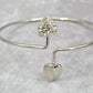 Silver Slim Heart Leaf Circle Cuff Bracelet Boho Retro Fashion Jewelry JB2-73