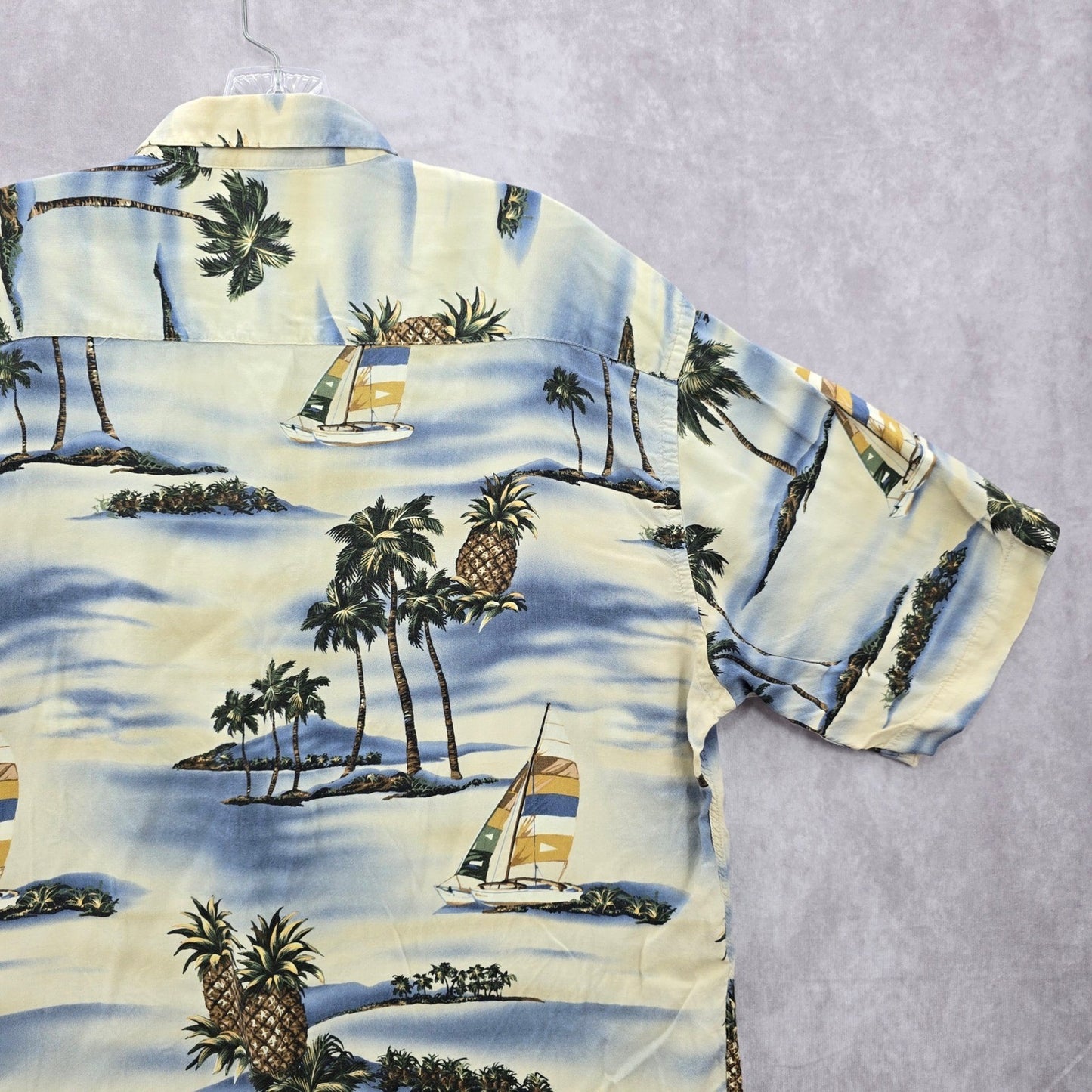 Campia Moda Beach Palm Tropical Surf Island Vintage Relax Hawaiian Shirt L