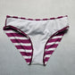Purple Stripe Ruffle Swim Beach Cheeky Flirty Boho Bikini Bottom S Small