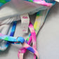 SO Pink Multi One Shoulder Padded Tie Dye Swim Bra Beach  Bikini Top L Large