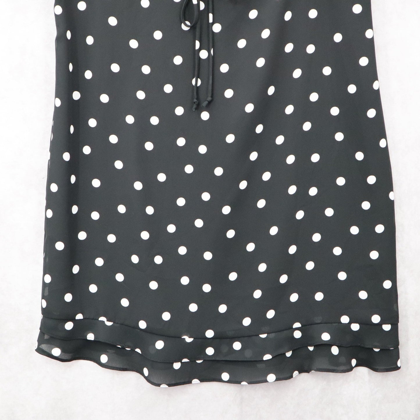 Apostrophe Black Polka Dot Sleeveless Dress Knee Length Retro Tie Chic Large 12