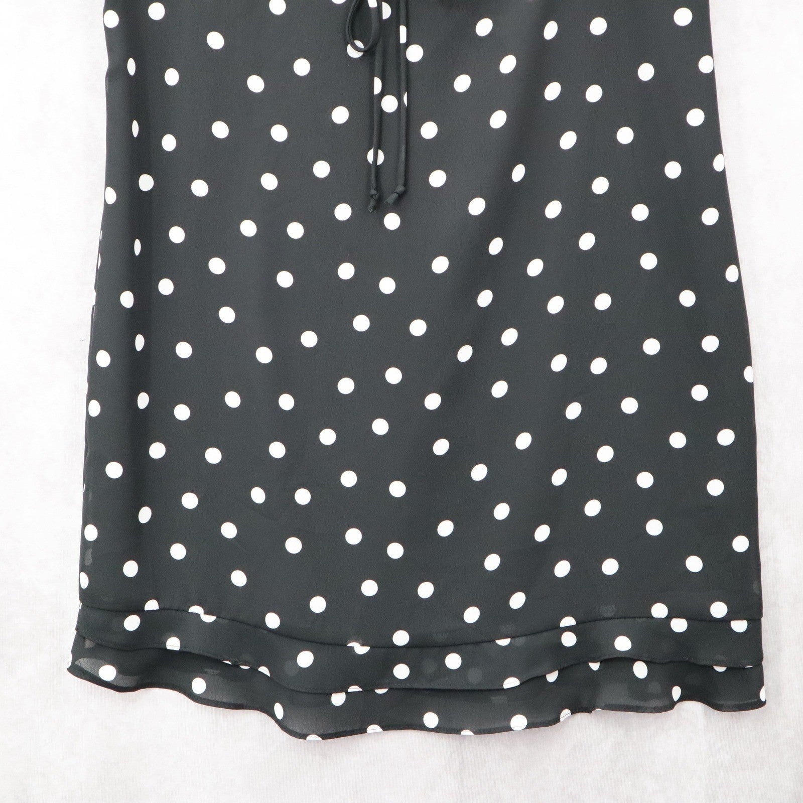 Apostrophe Black Polka Dot Sleeveless Dress Knee Length Retro Tie Chic Large 12