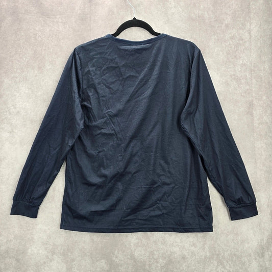 Cutematchy Navy Blue Merry Christmas Tree Print Y2K VTG Long Sleeve Top Medium