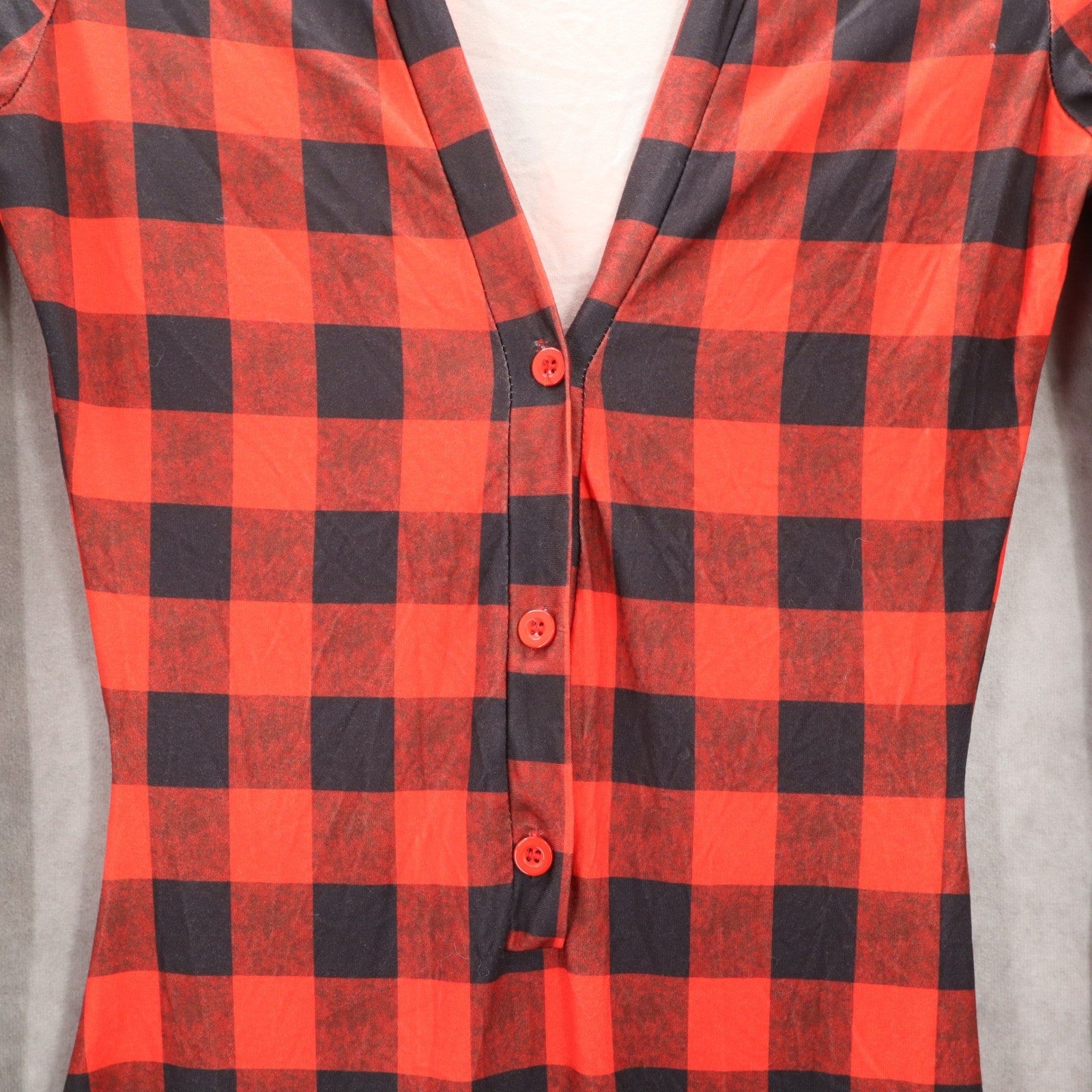 Chicme Red Buffalo Checker Reindeer Merry Christmas Adult Jumpsuit Pajamas Small