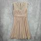 Calvin Klein Gold Flare Rhinestone Sleeveless Knee Length Mesh Dress 8 Medium