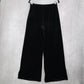 Black Velvet Wide Leg Boho Pull On Party Glam Straight Leg Trousers Pant S Small