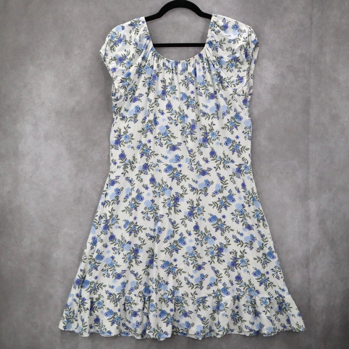 No Boundaries White Floral Fit Flare Boho Tie Ruffle Cap Sleeves Dress Plus XXL